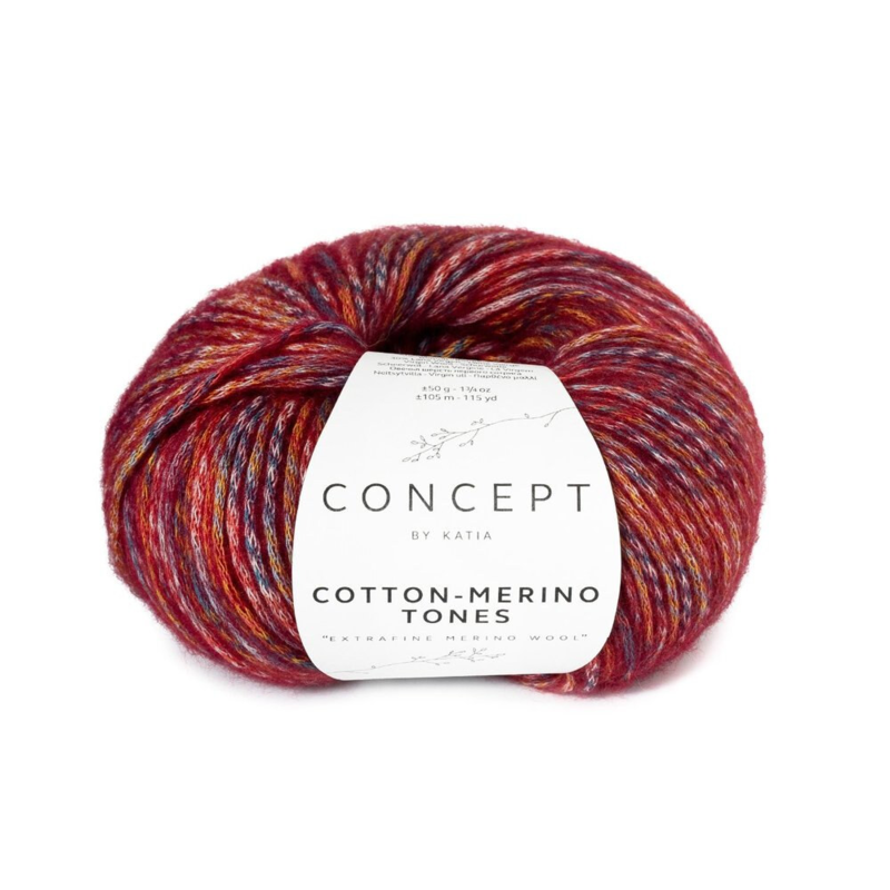 Katia Concept Cotton-Merino Tones 303 Petrol-Ocker-Burgunderrot