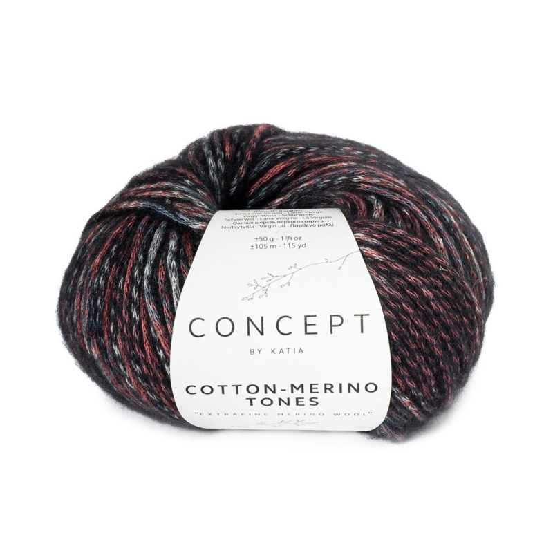 Katia Concept Cotton-Merino Tones 301 Schwarz-Rot-Bordeaux