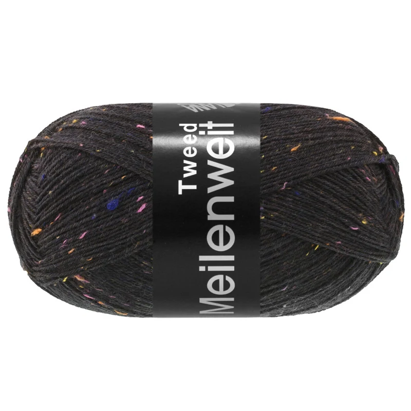 Lana Grossa Meilenweit 100 Tweed 186 Kohlenschwarz