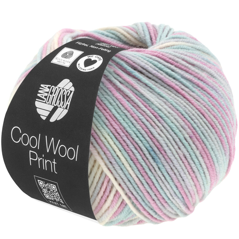 Lana Grossa Cool Wool Print 792 Hellgrau/Mint/Flieder/Blassrosa