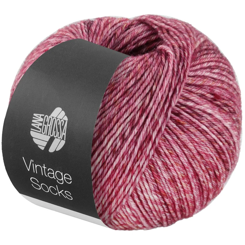 Lana Grossa Vintage Socks 1009 Altrosa/Geranienrot/Bordeaux meliert