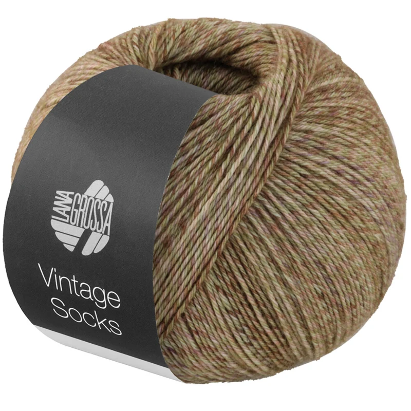Lana Grossa Vintage Socks 1013 Meliertes Khaki/Hellbeige/Zartgrün/Braun