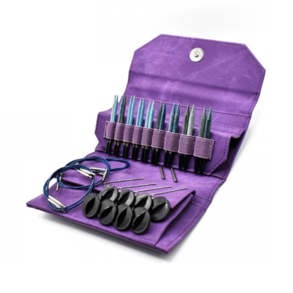 LYKKE Austauschbares Rundstricknadelset Indigo, Violett, 9 cm