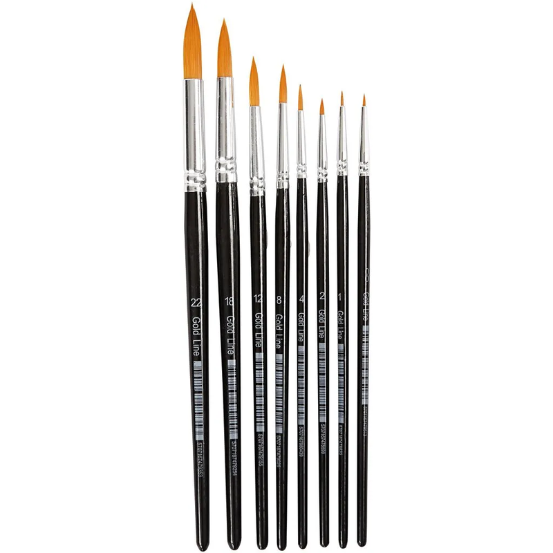 Gold Line Pinsel, Rund 1–8 mm, 8 Stk