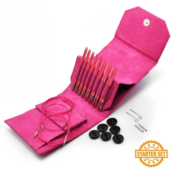 LYKKE Austauschbares Rundstricknadelset Blush, Starter Set, Fuchsia, 13 cm