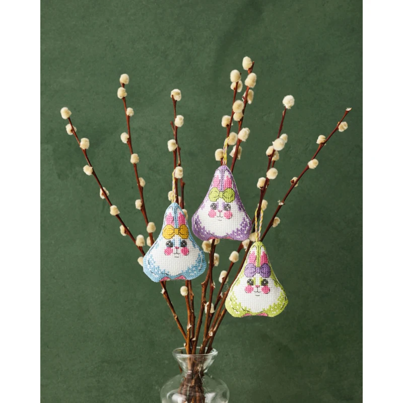 Osterhasen m/Schleife 3er-Pack 6 x 7 cm
