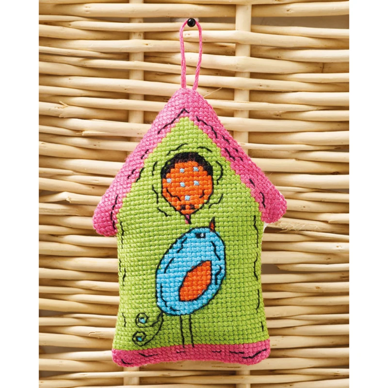 Vogelhaus grün 2 Vögel 7 x 9 cm