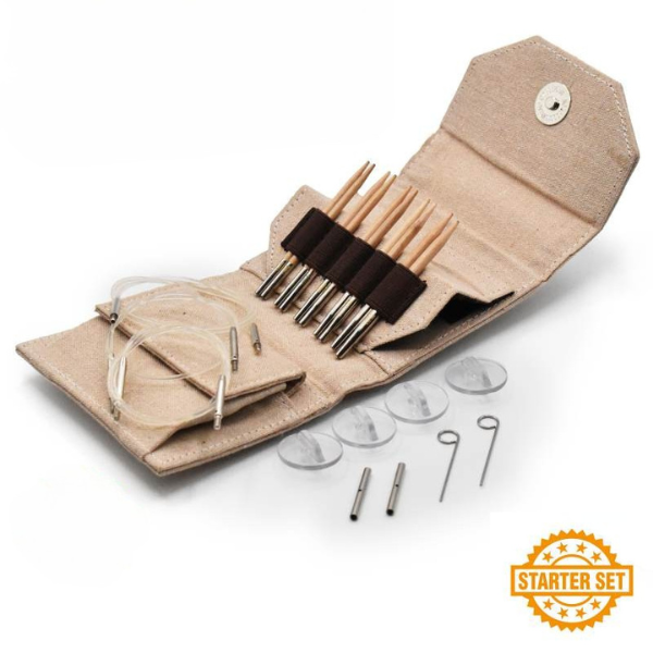LYKKE Austauschbare Rundstricknadelset Naturale, Starter Set, Beige, 9 cm