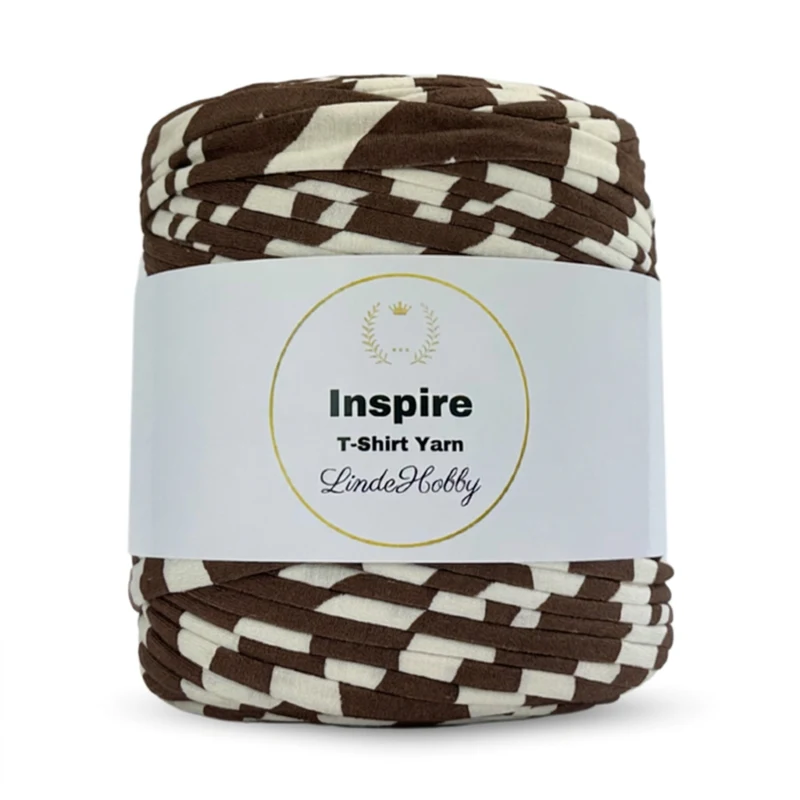 LindeHobby Inspire Print 50 Rohweiß mit breiten dunkelbraunen Streifen
