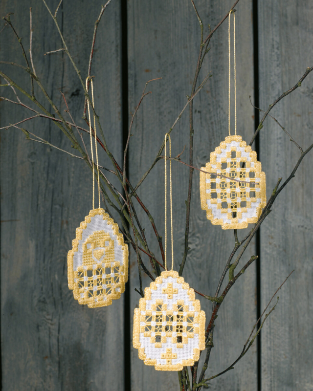 Stickpackung Osterei Hardanger 3 Stk 6 x 8,5 cm