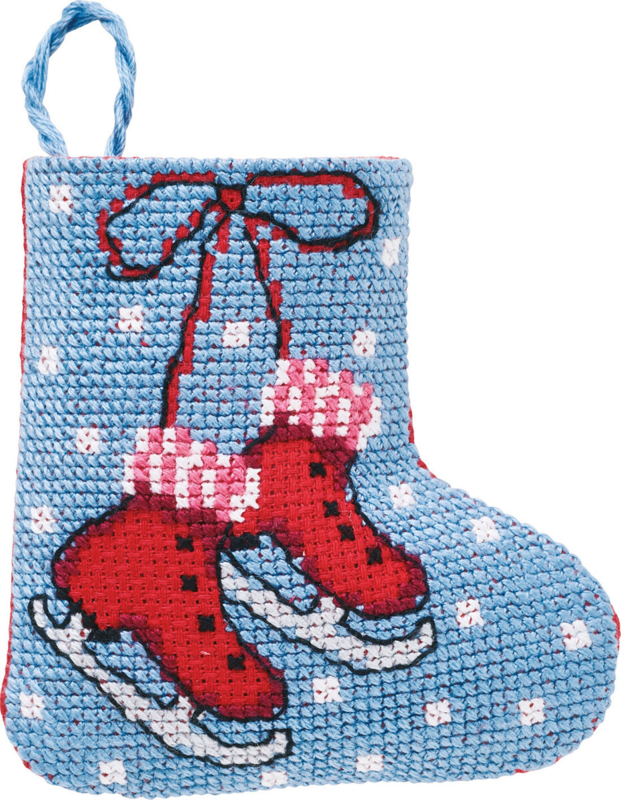 Stickset Schlittschuhe Weihnachtsstrumpf 7 x 8 cm
