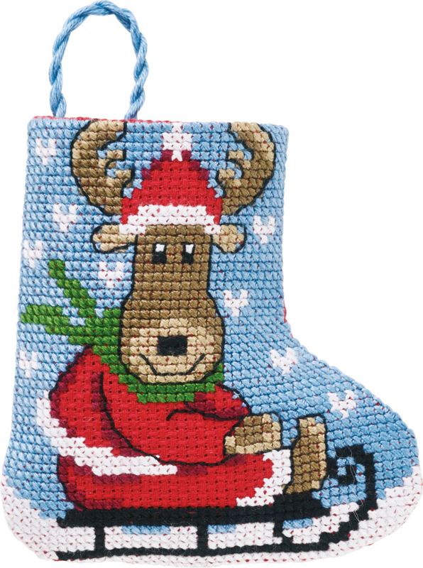 Stickset Elch Schlitten Weihnachtsstrumpf 7 x 8 cm