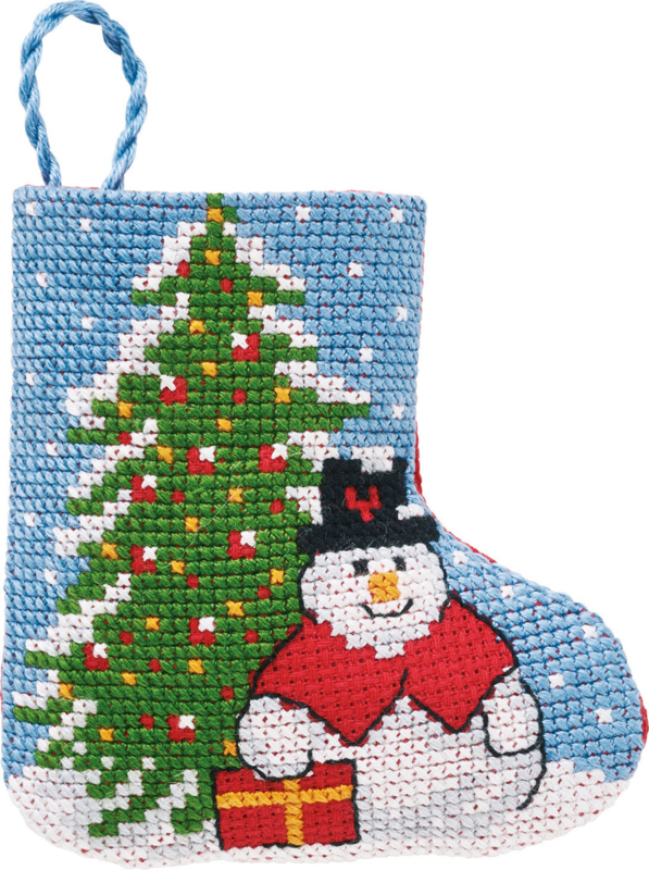 Stickset Tanne/Schneemann Weihnachtsstrumpf 7 x 8 cm