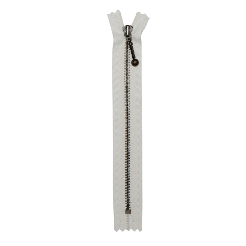 YKK Fester Reißverschluss Antik-Messing 4 mm 17 cm 841 Ecru