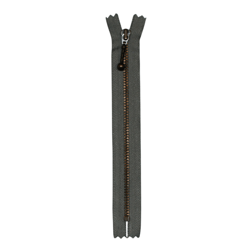 YKK Fester Reißverschluss Antik-Messing 4 mm 17 cm 135 Mittelgrau