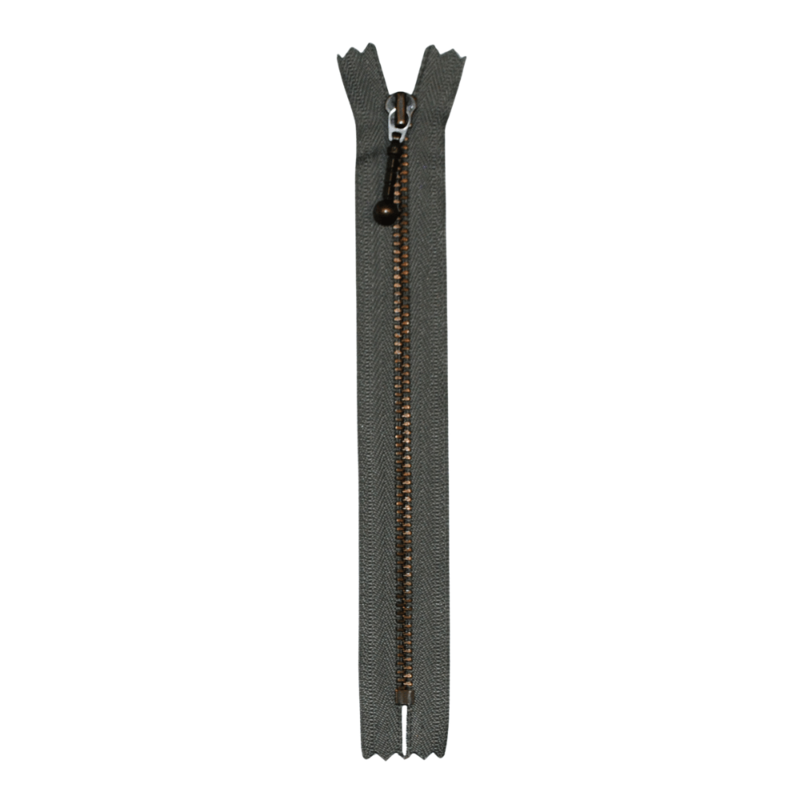 YKK Fester Reißverschluss Antikmessing 4 mm 28 cm 135 Mittelgrau
