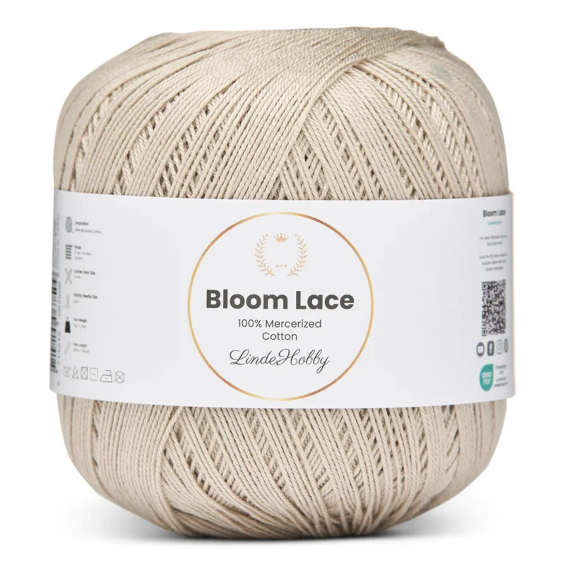 LindeHobby Bloom Lace Mercerized Cotton 39 Perlgrau