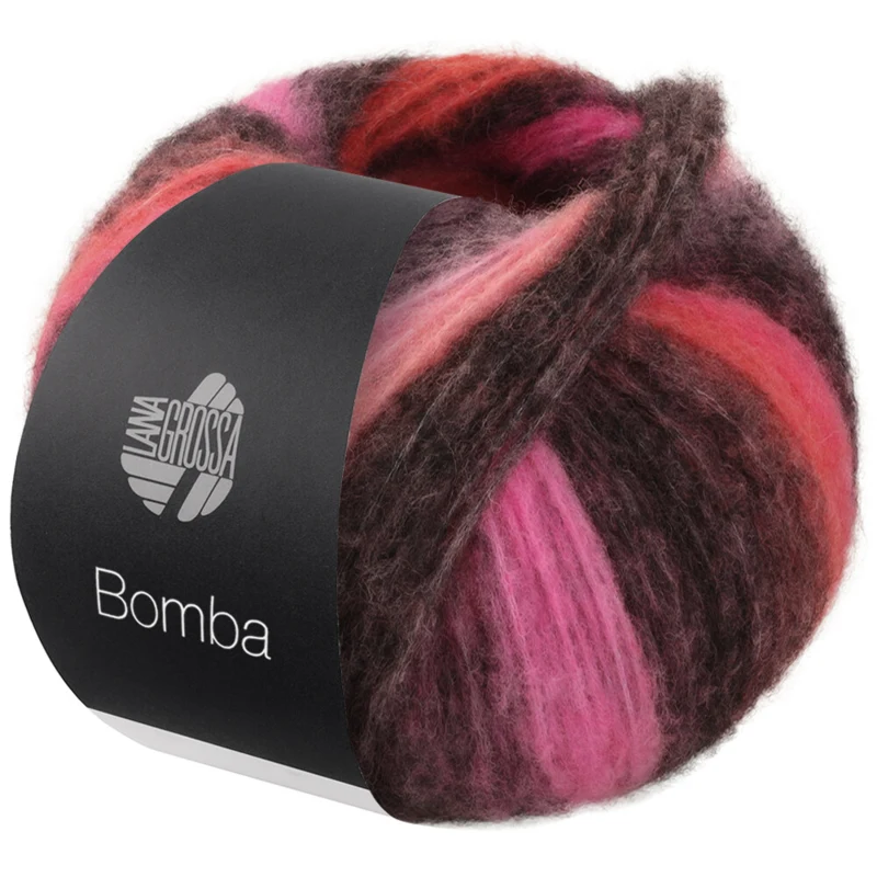 Lana Grossa Bomba 02 Rosa/Pink/Koralle/Brombeere/Graurot/Graurosa/Dunkelgrau