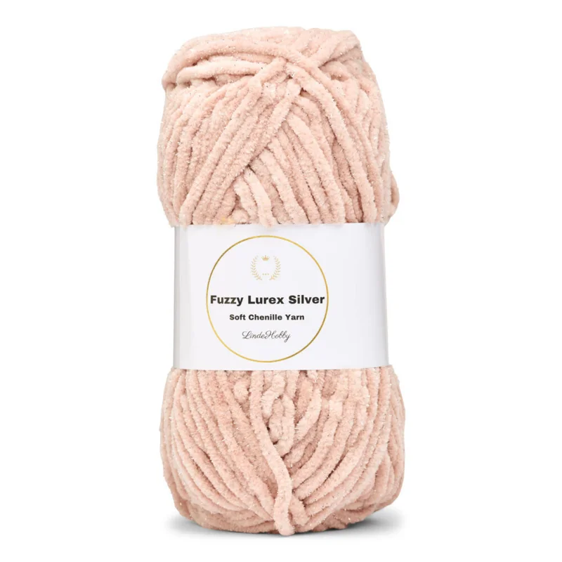 LindeHobby Fuzzy Chenille Silver Lurex 24 Blush beige