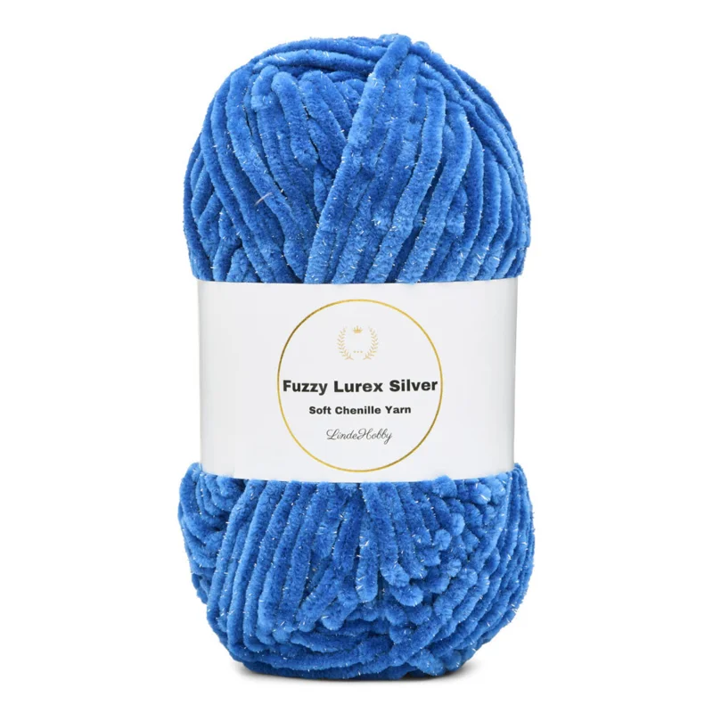 LindeHobby Fuzzy Chenille Silver Lurex 36 Blau
