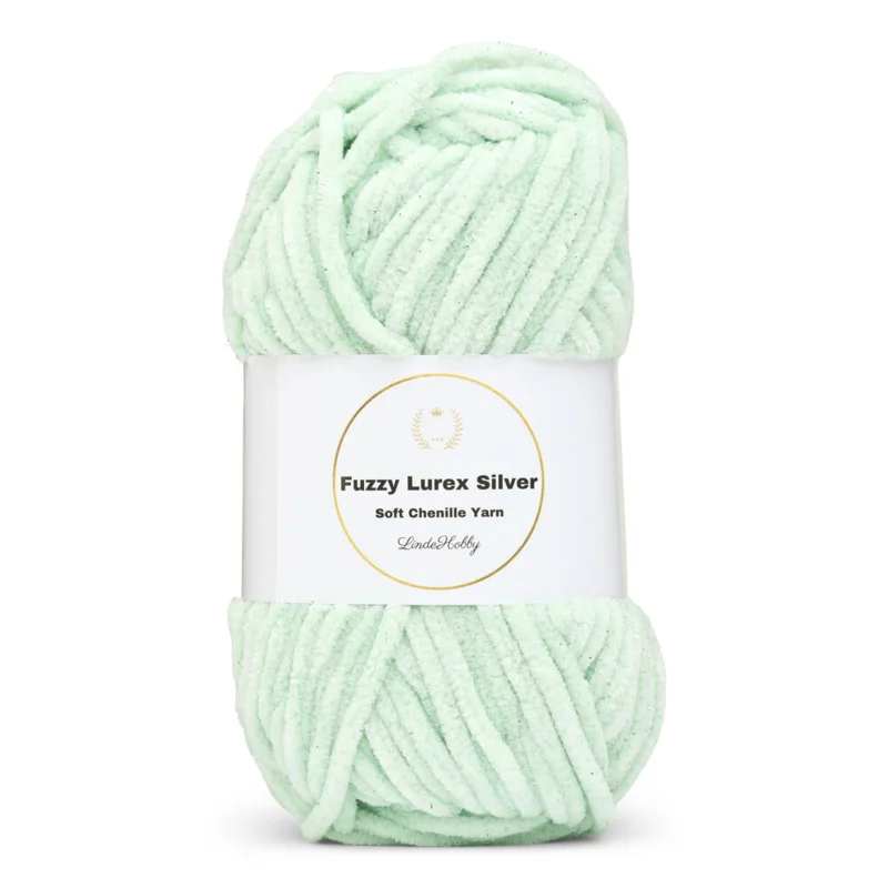LindeHobby Fuzzy Chenille Silver Lurex 03 Mintgrün