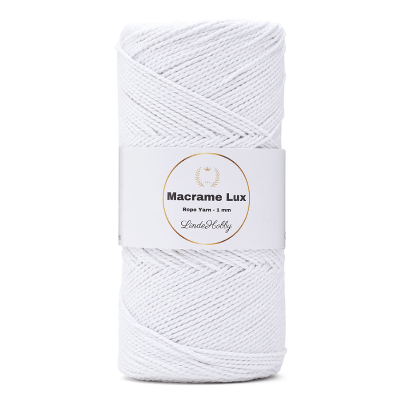 LindeHobby Macrame Lux, Makrameegarn, 1 mm 15 Weiß