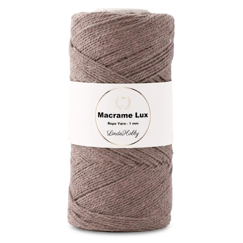 LindeHobby Macrame Lux, Makrameegarn, 1 mm 02 Dunkelbeige