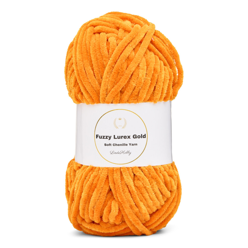 LindeHobby Fuzzy Chenille Gold Lurex 37 Orange