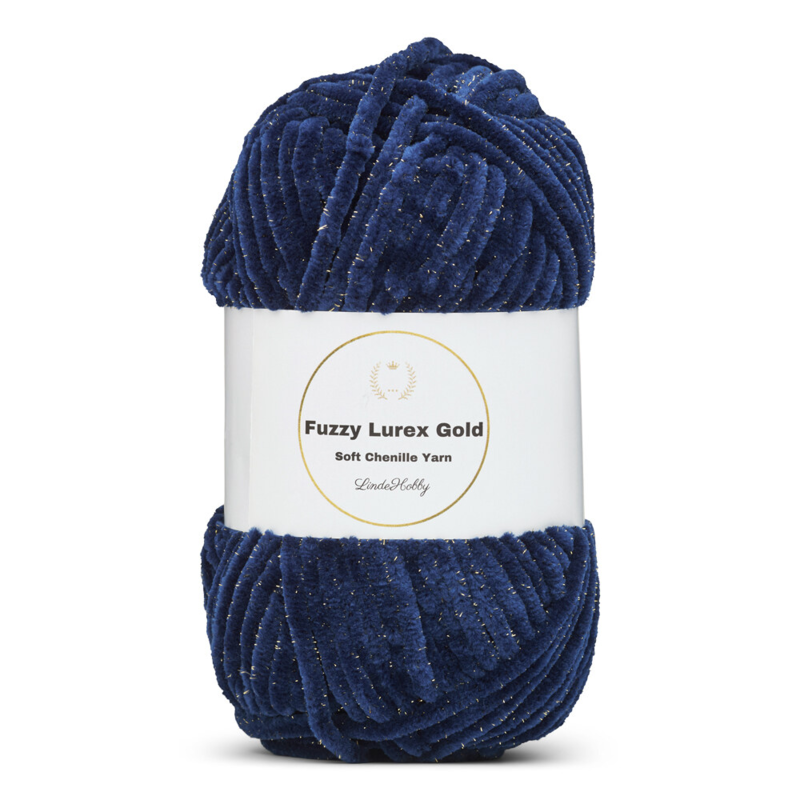 LindeHobby Fuzzy Chenille Gold Lurex 17 Marineblau