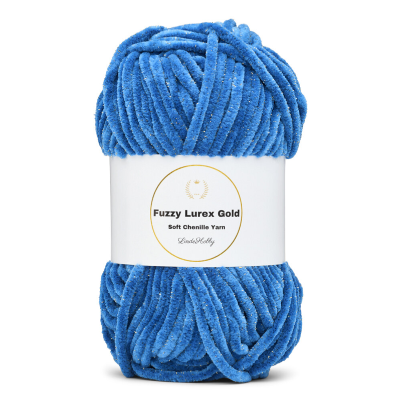 LindeHobby Fuzzy Chenille Gold Lurex 36 Blau