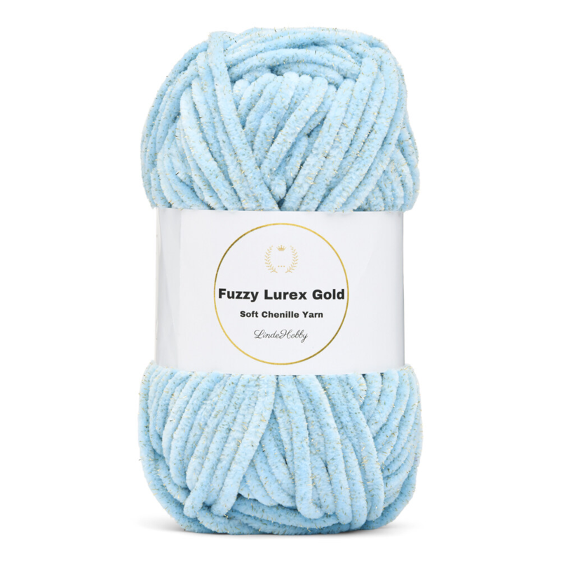 LindeHobby Fuzzy Chenille Gold Lurex 07 Babyblau
