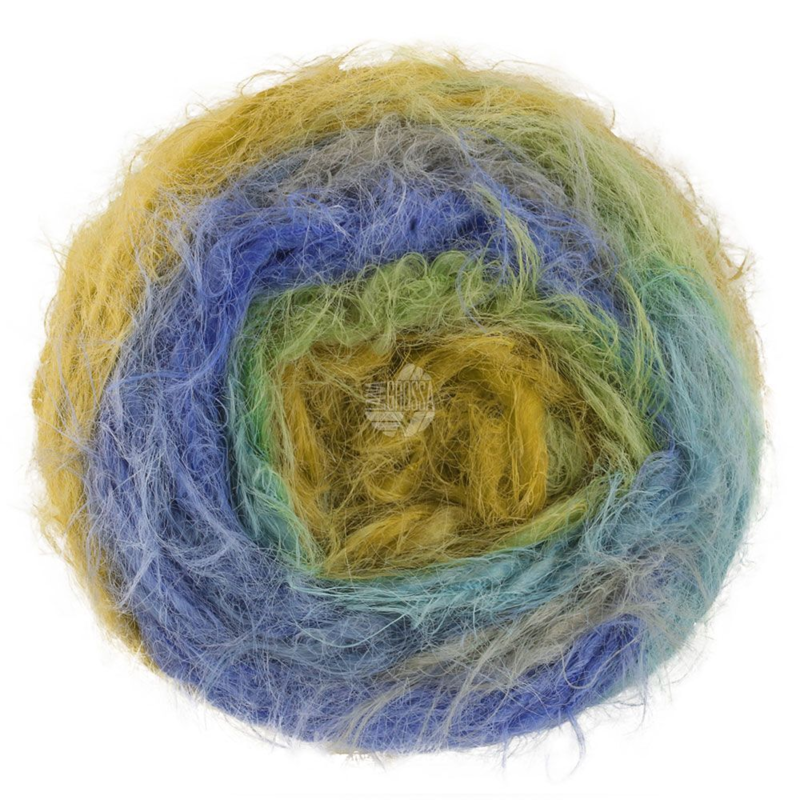 Lana Grossa Basta Mista 101 Senf/Lindgrün/Royalblau/Jeansblau/Grau/Mausgrau