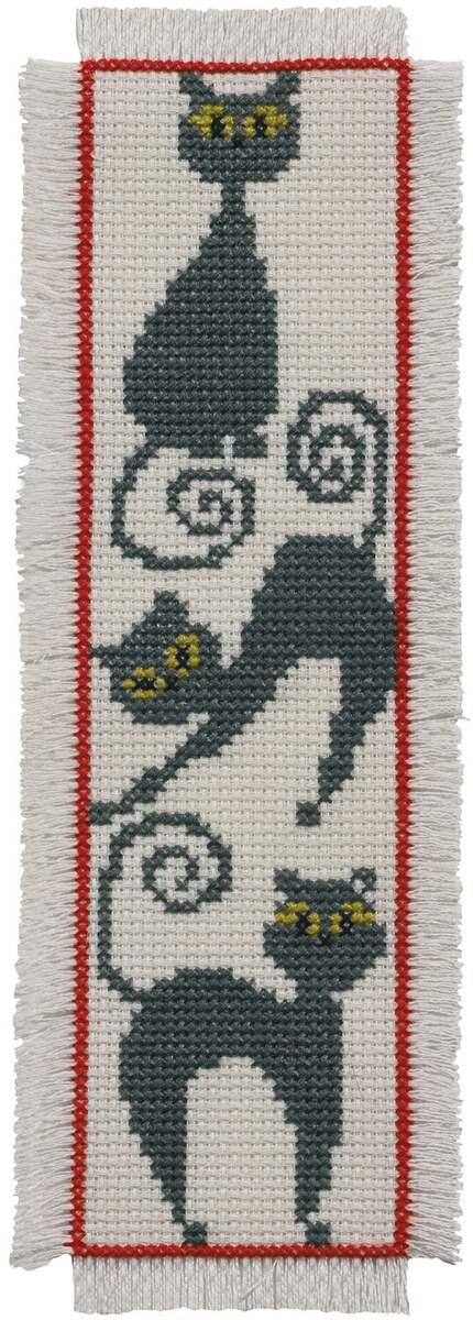 Stickerei-Kit Lesezeichen Katze 7 x 22 cm