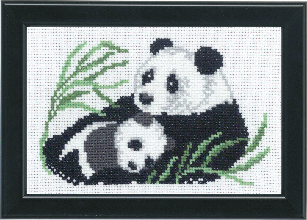 Stickset Panda mit Jungtier 14 x 9 cm