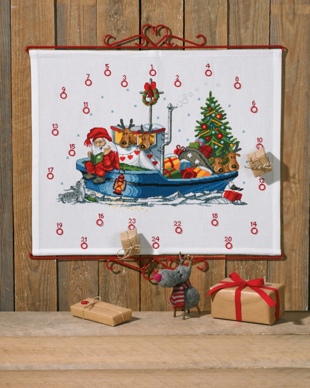 Stickset Weihnachtsmann im Boot B5125/58 58 x 48 cm