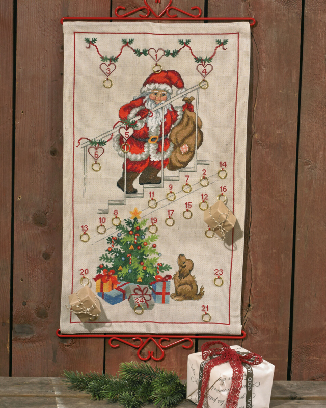 Stickset Weihnachtsmann an Treppe 5125/35 34 x 58 cm