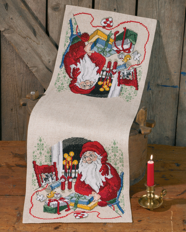 Stickset Weihnachtsmann & Katze 33 x 98 cm