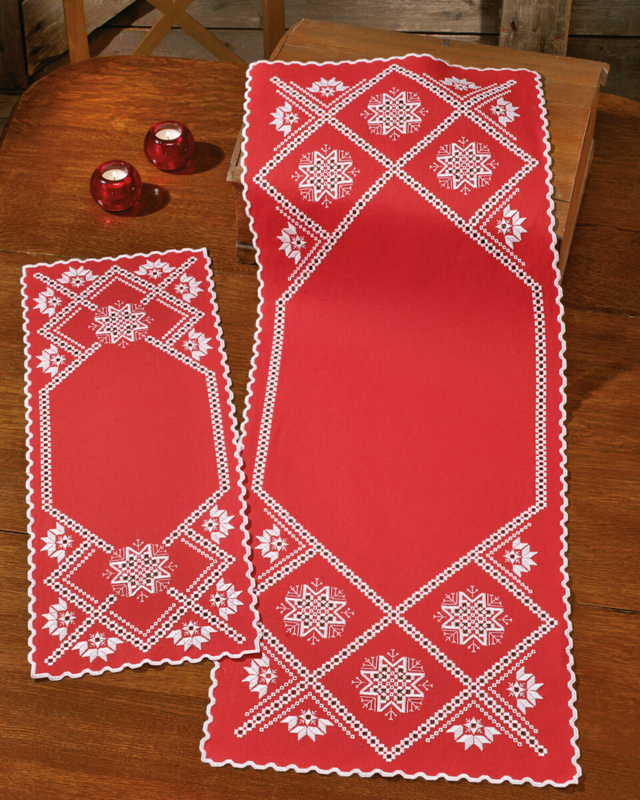 Stickset Hardanger Schneeflocke 40 x 105 cm