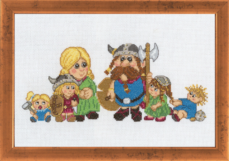 Stickset Wikingerfamilie 29 x 19 cm