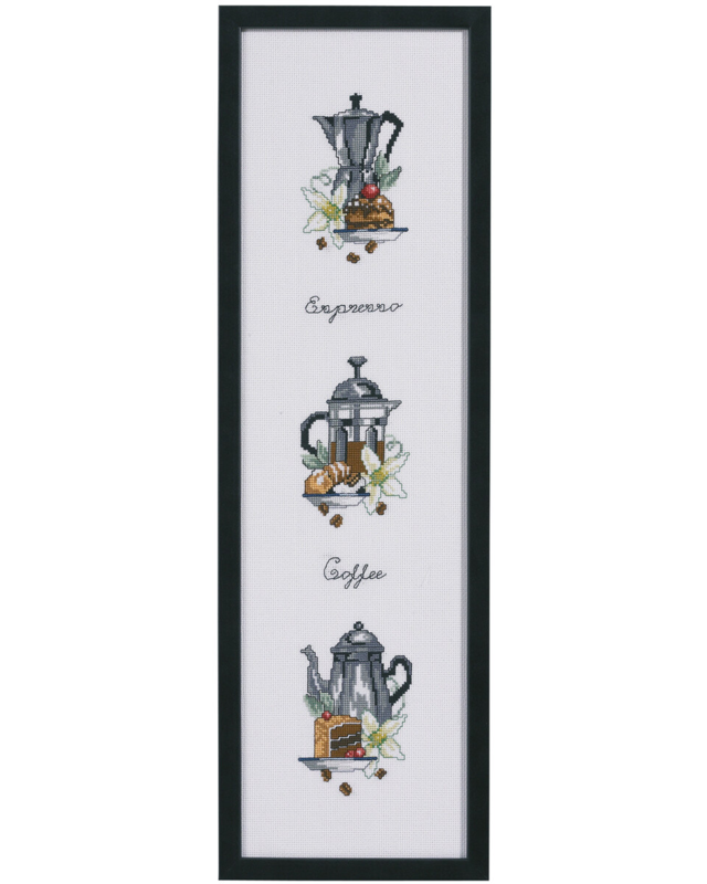 Stickpackung Drei Kaffeekannen 15 x 55 cm