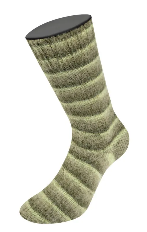 Lana Grossa Cosy Socks Soft Stripes 107 Hell-/Reseda-/Grau-/Moosgrün