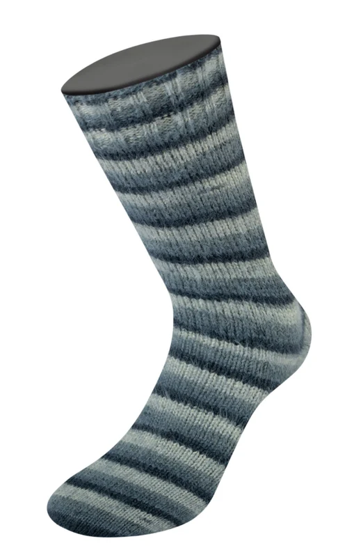 Lana Grossa Cosy Socks Soft Stripes 104 Anthrazit/dunkelgrau/mausgrau/hellgrau
