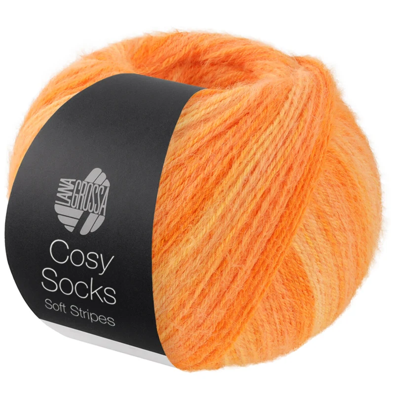 Lana Grossa Cosy Socks Soft Stripes 112 Blassorange/Mandarin/Orange
