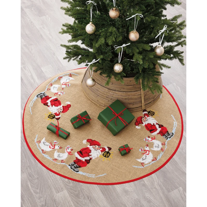 Weihnachtsmann und Gänse Ø125 cm