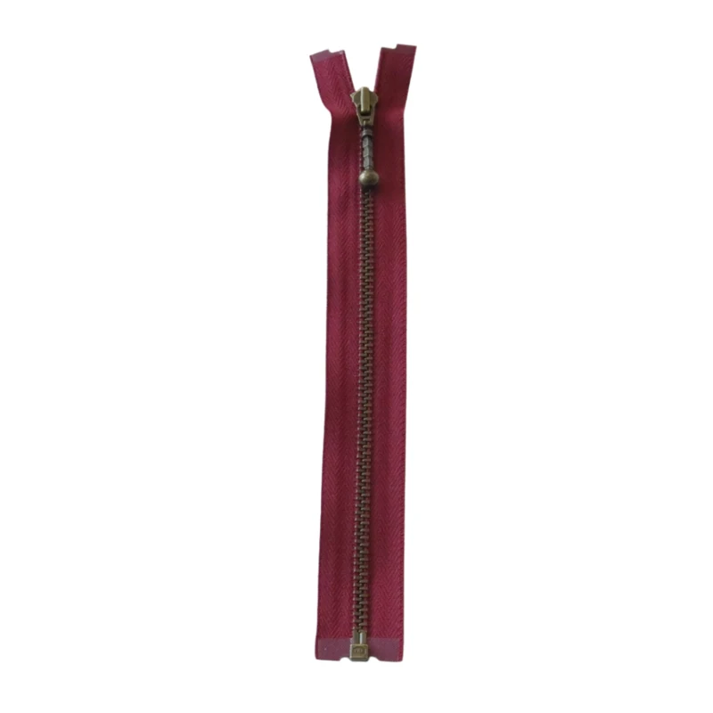 YKK Teilbarer Reißverschluss Metall 4 mm (25-65 cm) 527 Bordeaux, Antikmessing
