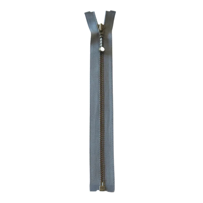 YKK Teilbarer Reißverschluss Metall 4 mm (25-65 cm) 578 Grau, Antikmessing