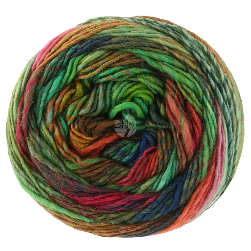 Lana Grossa Colorissimo 221 Jade/Oliv/Weinrot/Rost/Rot/Nachtblau/Dunkelblau/Gelbgrün