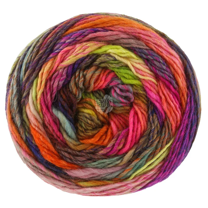 Lana Grossa Colorissimo 219 Grau/Dunkelbraun/Violett/Rotviolett/Orange/Rot/Gelb/Hellgrün/Rosa/Mintgrau/Koralle