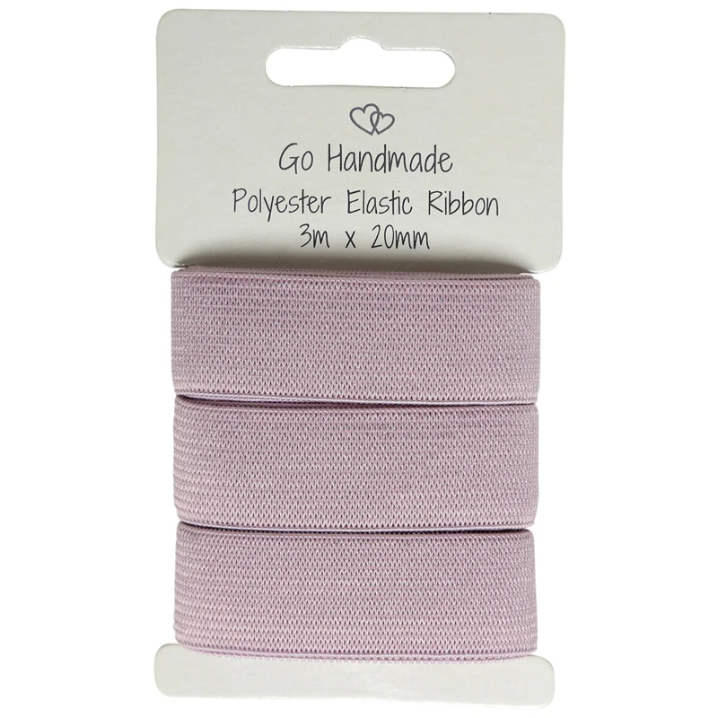 Go Handmade Elastikband: 3 m x 20 mm, Vintage rosa