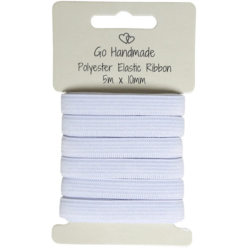 Go Handmade Elastikband: 5 m x 10 mm, Weiß